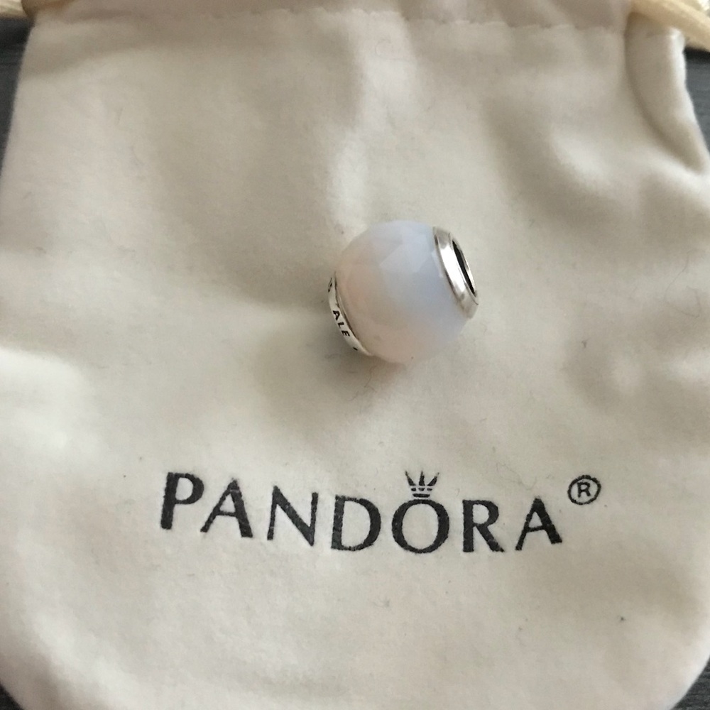 Pandora charm white facet opalescent white charm.